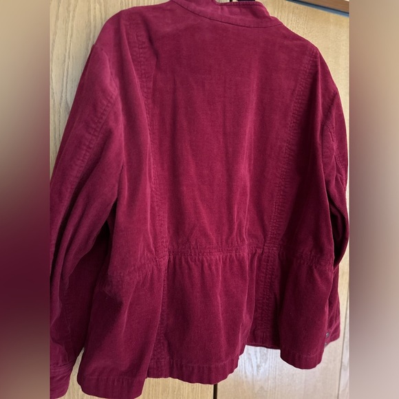 Christopher Banks cranberry Red Snap Front Corduroy jacket over shirt. - Picture 2 of 5
